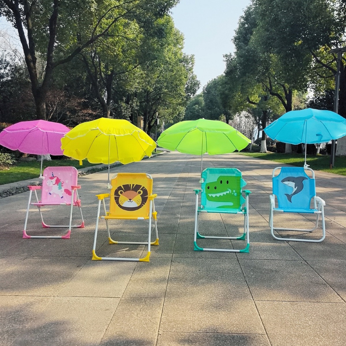 Kids Outdoor Lounge Furniture - 1 Set Folding Beach Chair with