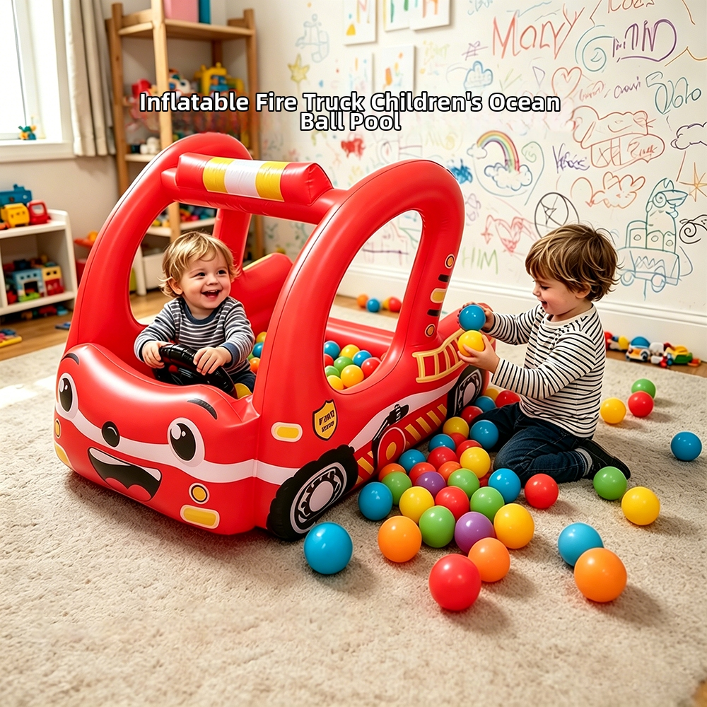 Kids Outdoor House Accessories - Inflatable Fire Truck with Ball Pit