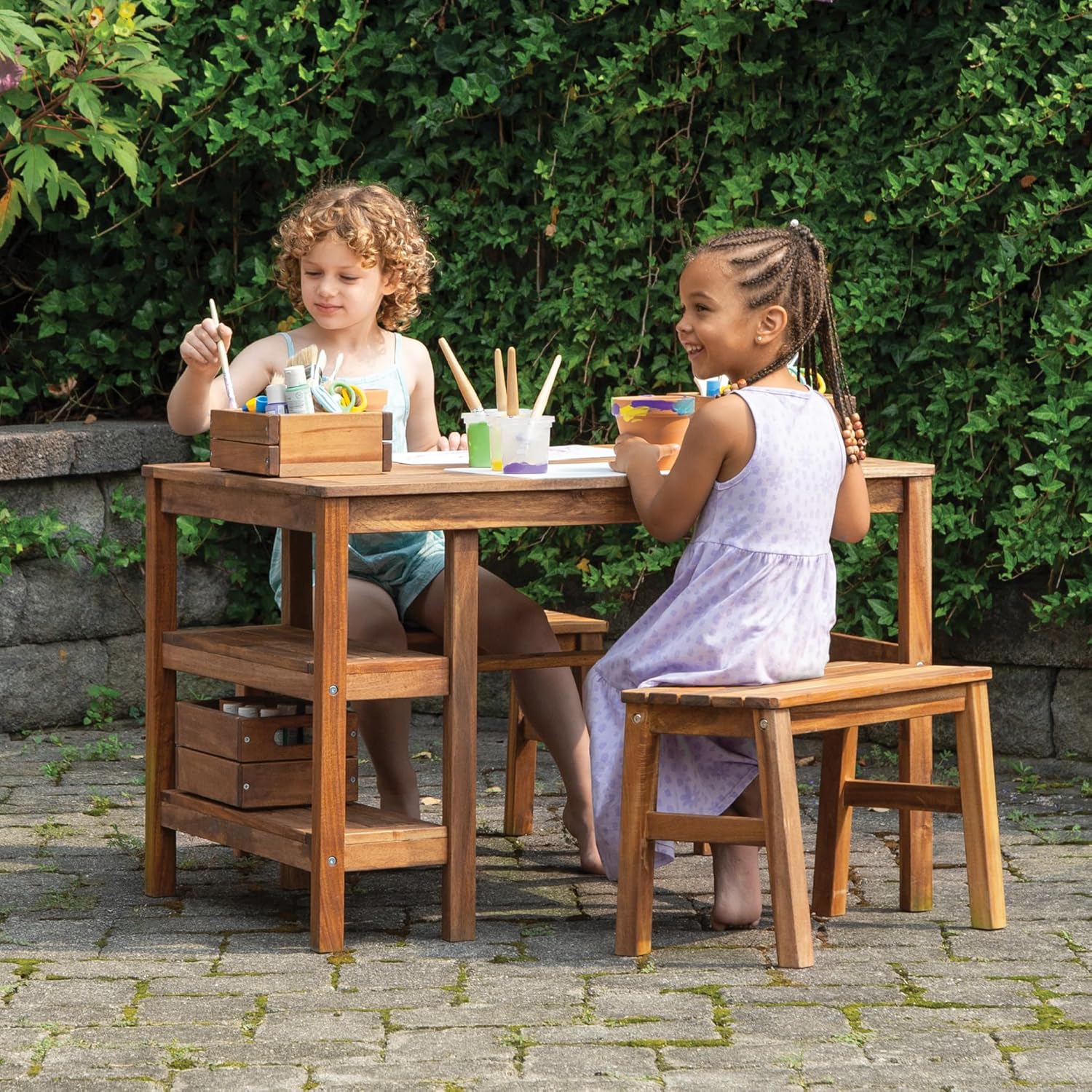 Kids Outdoor Wooden Table - Kids Outdoor Table & Bench Set