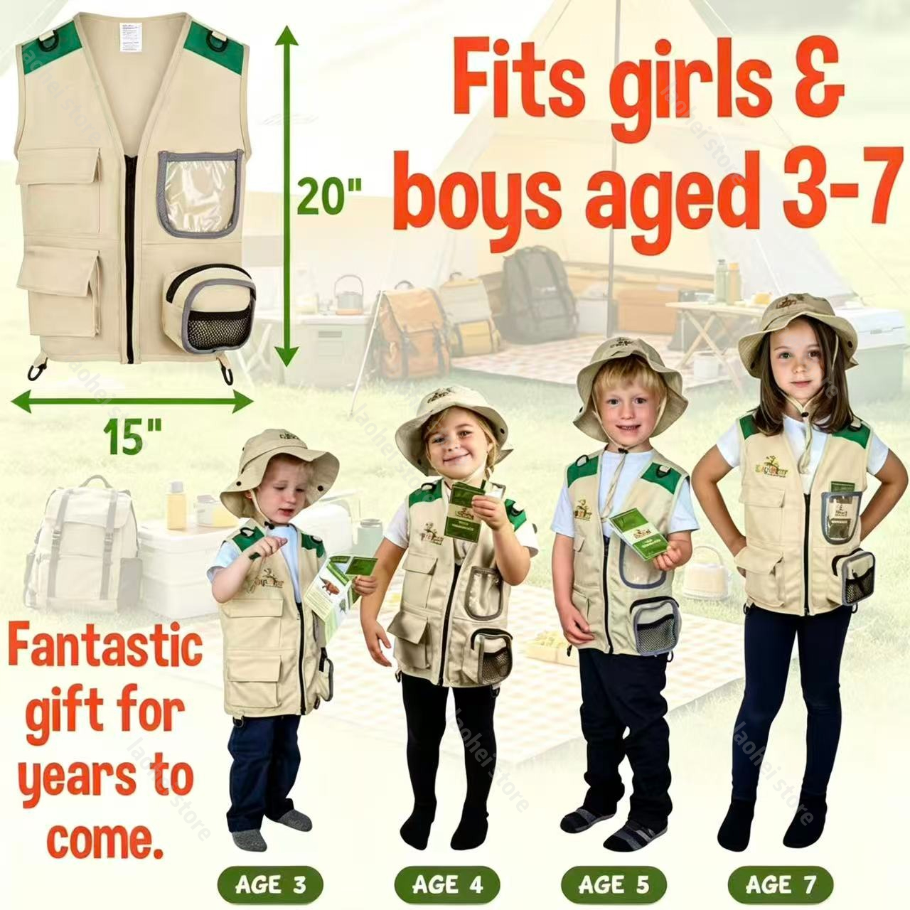 Kids Outdoor Games - Kids Explorer Vest and Hat Costume