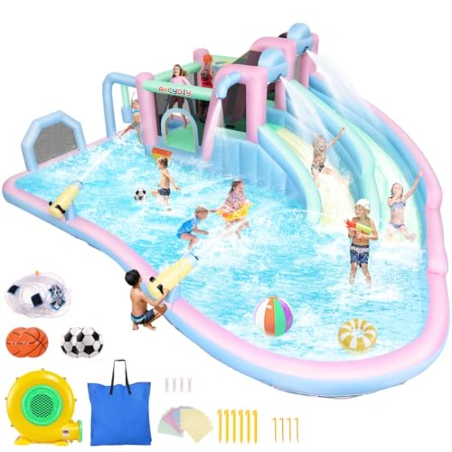 Kids Outdoor Bounce House - Inflatable Bounce House Double Slides for