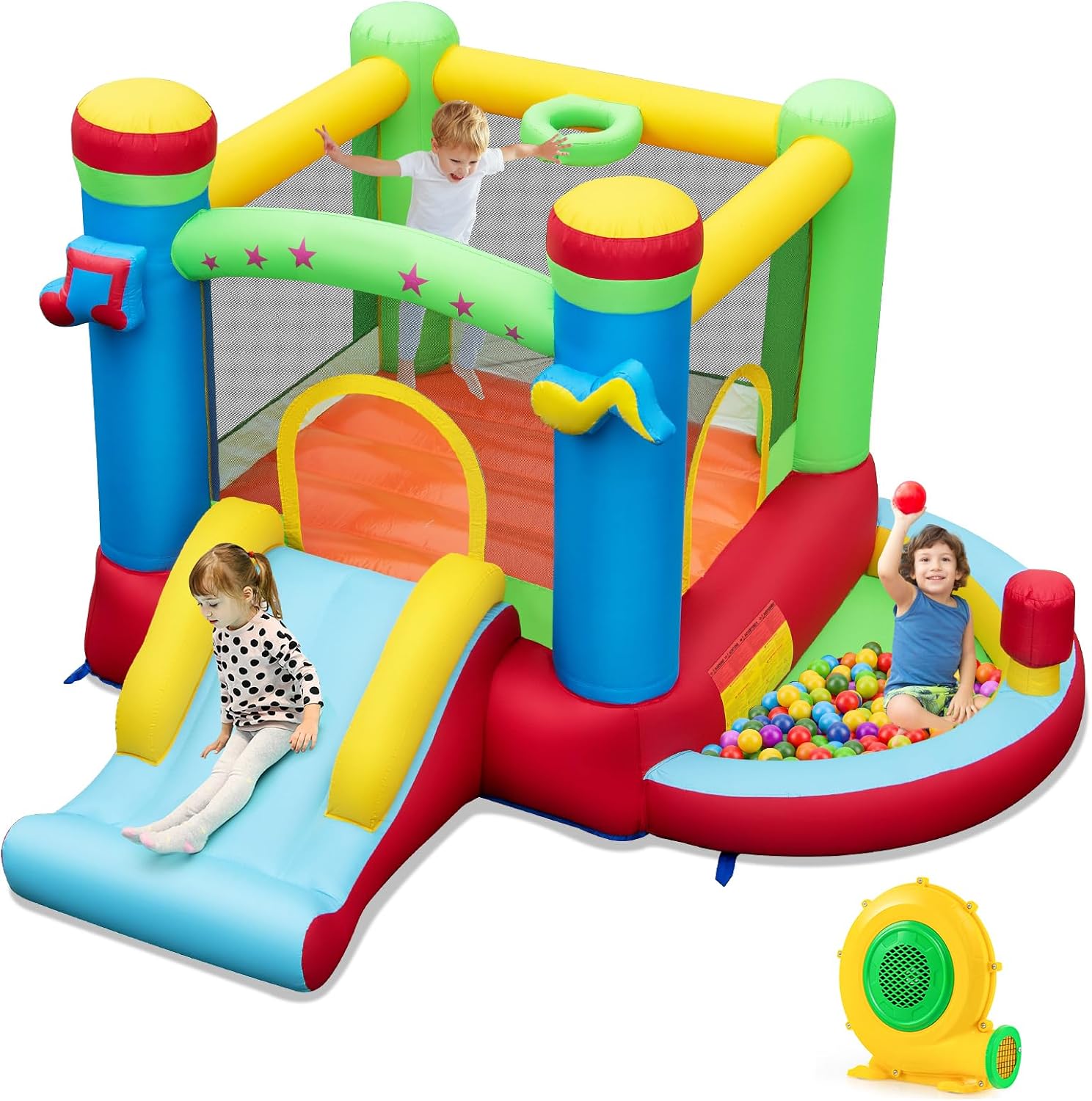 Kids Outdoor Bounce House - Inflatable Bounce House with Ball Pit,
