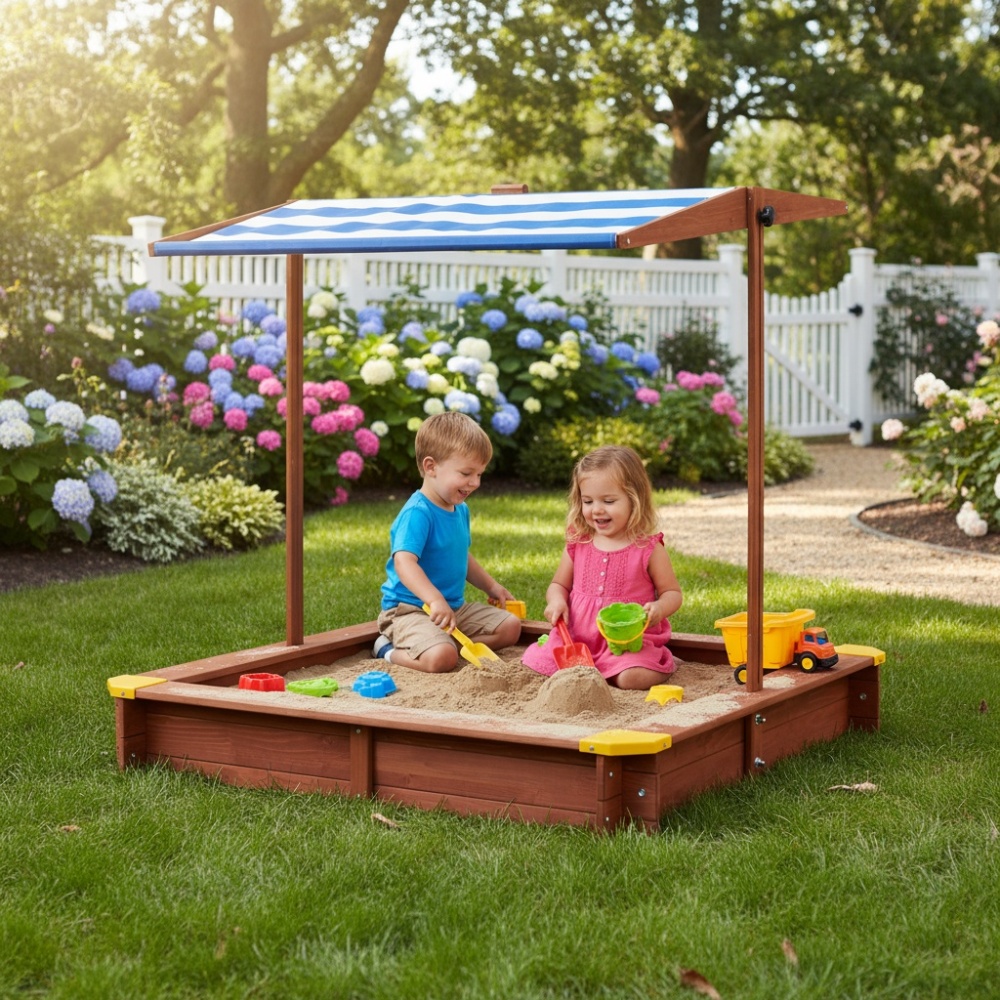 Kids Outdoor Wooden Table - Wooden Kids Picnic Table, Sand and