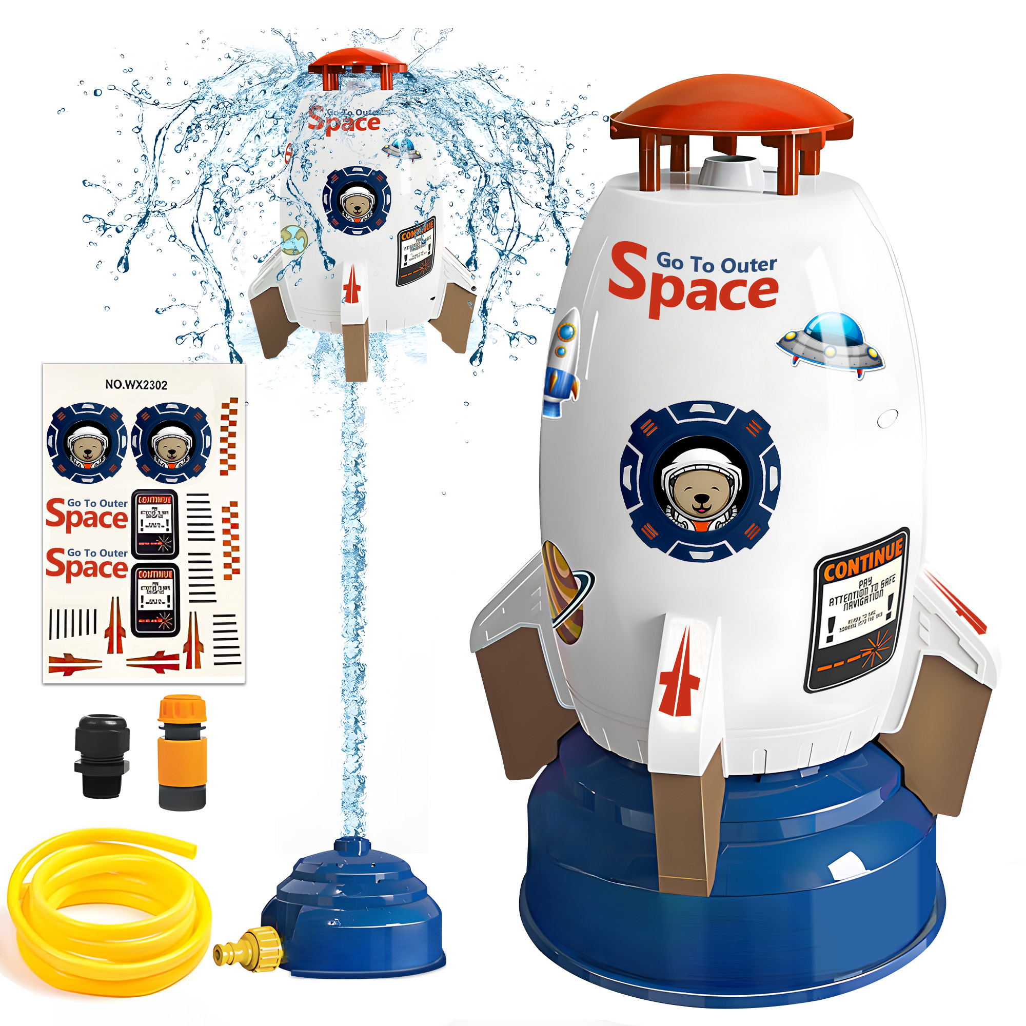 Kids Outdoor Yard - Sprinkler for Kids Outdoor Rocket Toy