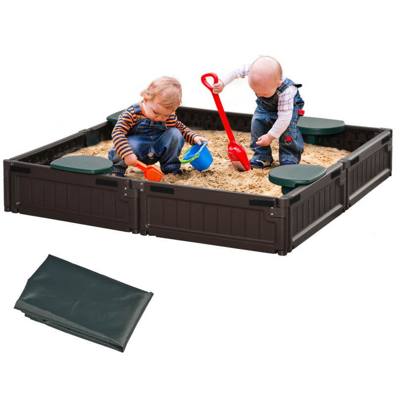 Kids Outdoor Sandbox - Kids Outdoor Sandbox with Cover, Easy
