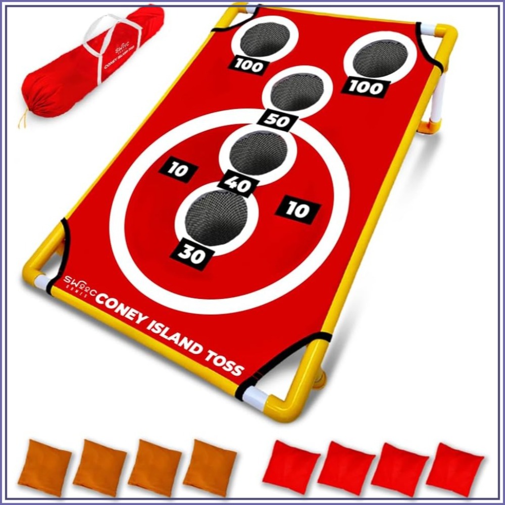Kids Outdoor Yard - Coney Island Toss™ Arcade Cornhole Board