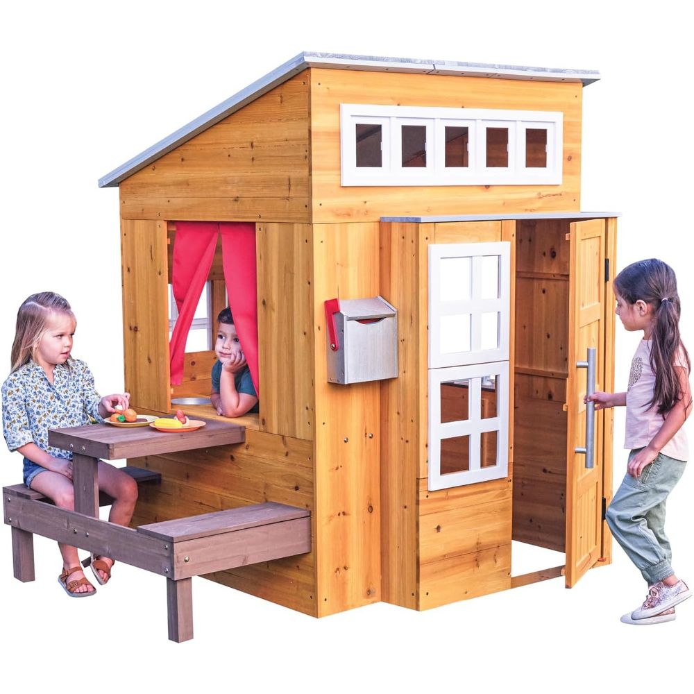 KidKraft Modern Wooden Playhou - Kids Outdoor Wooden Table recension och pris