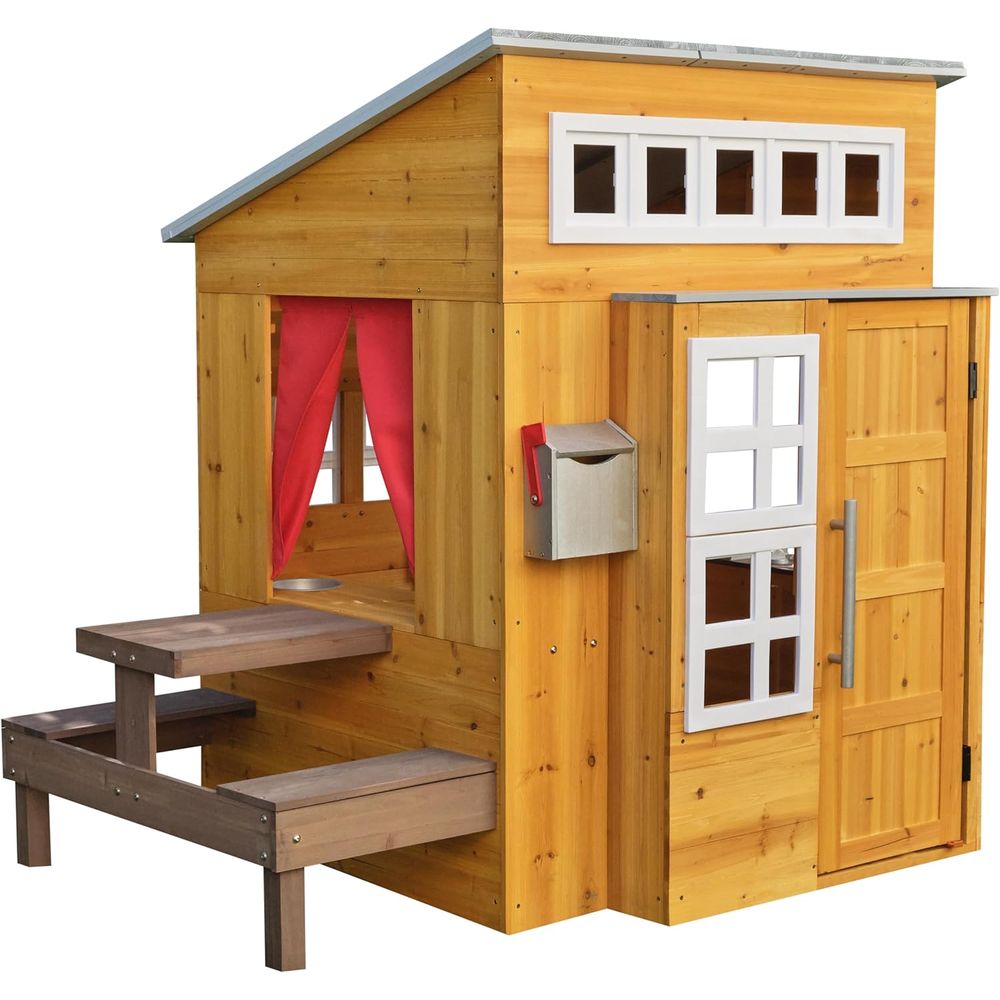 KidKraft Modern Wooden Playhou - Kids Outdoor Wooden Table recension och pris