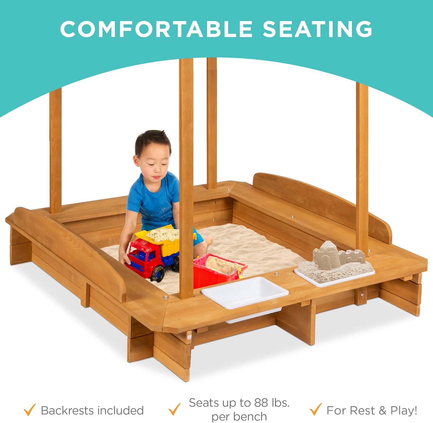 Kids Wooden Cabana Sandbox Pla - Kids Outdoor Sandbox recension och pris