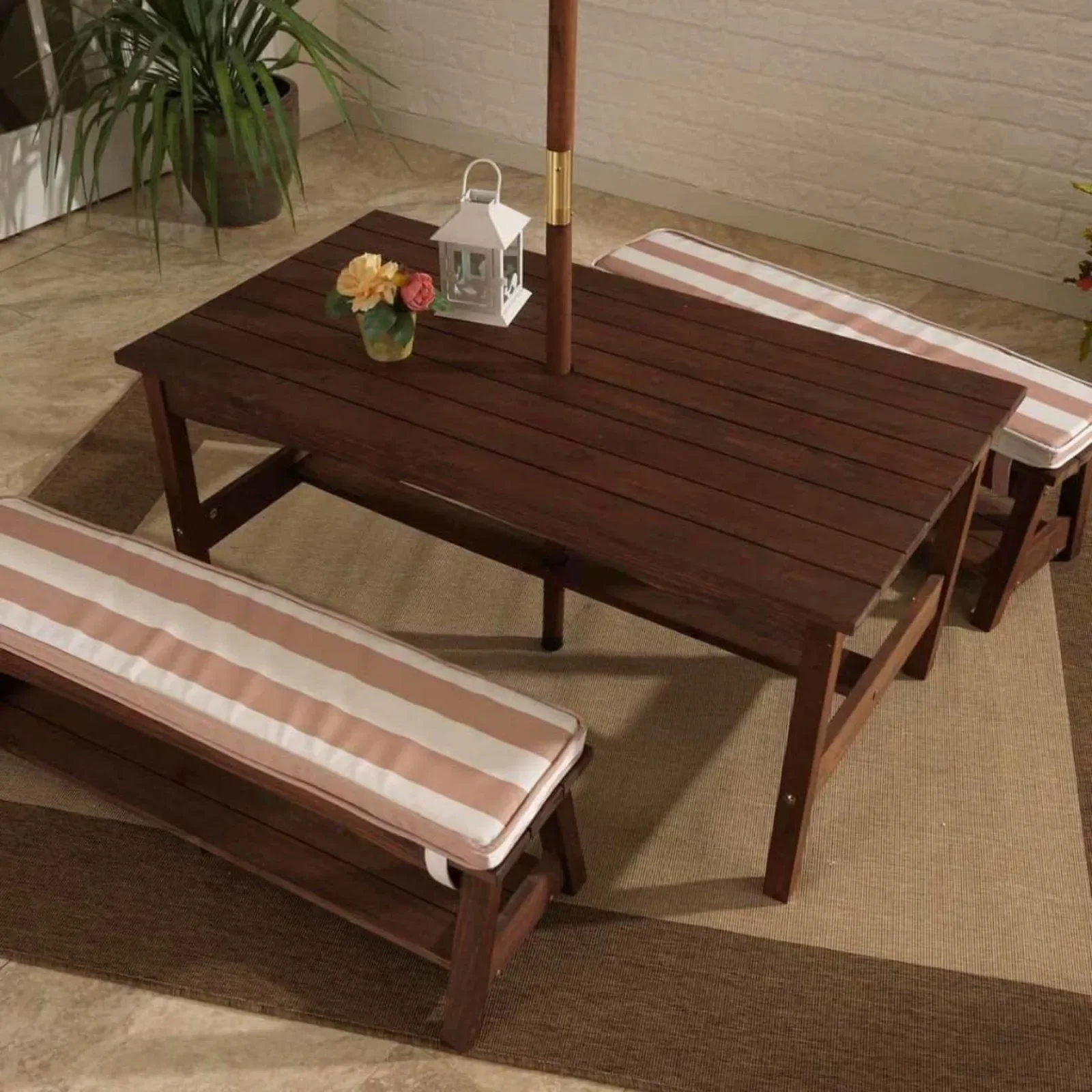 For Outdoor Wooden Table & Ben - Kids Outdoor Bench With Umbrella recension och pris