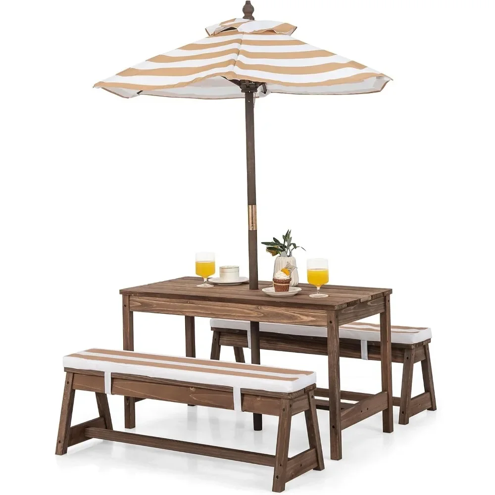 Kids Picnic Table, Outdoor Woo - Kids Outdoor Bench With Umbrella recension och pris