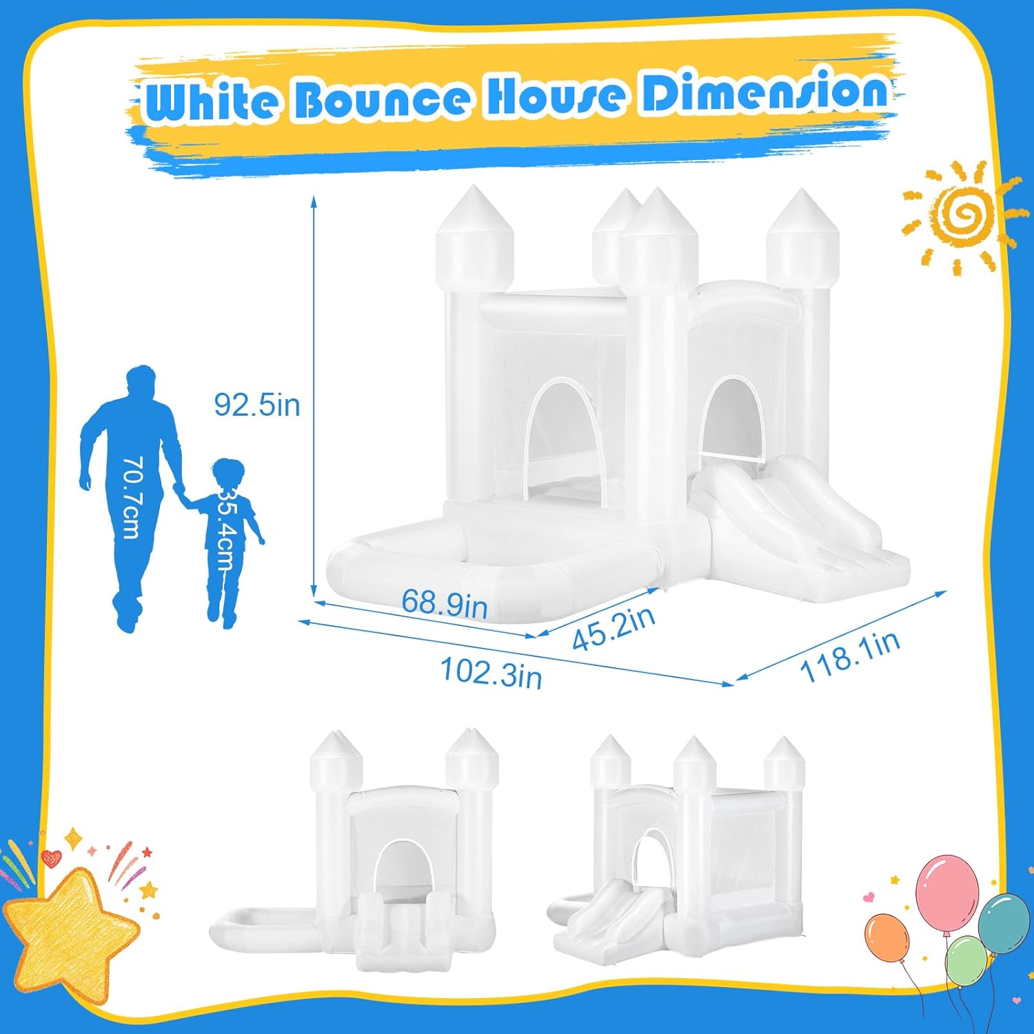 Kids White Bounce House with B - Kids Outdoor Bounce House recension och pris