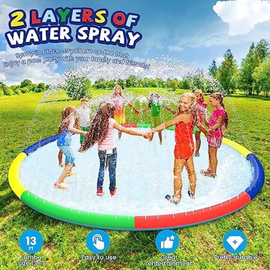 3 FT Large Splash Pad for Ages - Kids Outdoor Yard recension och pris