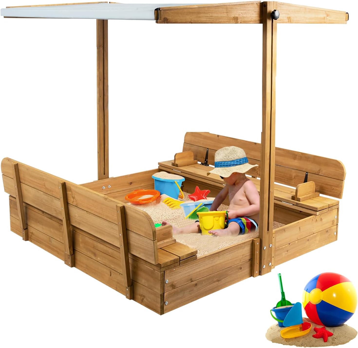 Wooden Sandbox with Lid, Kids  - Kids Outdoor Sandbox recension och pris