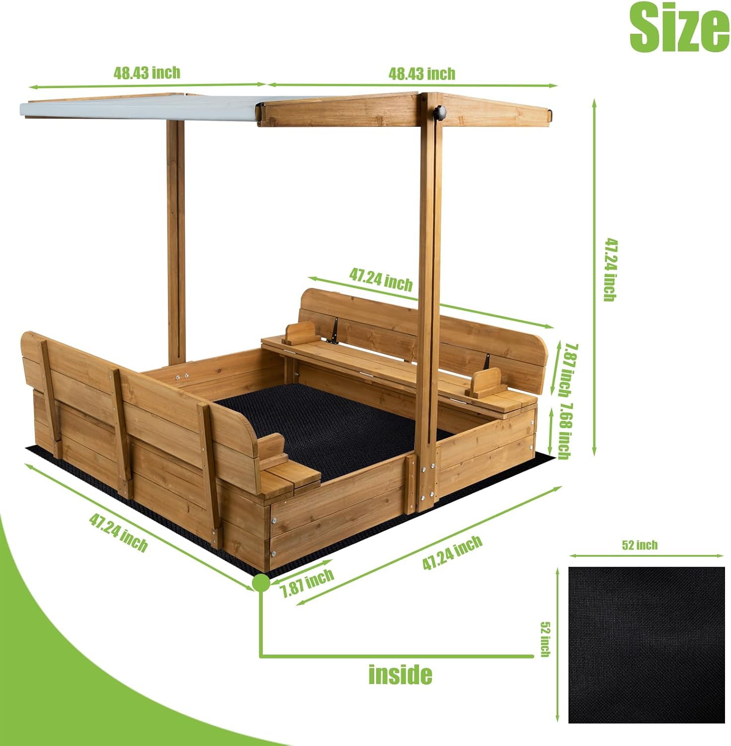 Wooden Sandbox with Lid, Kids  - Kids Outdoor Sandbox recension och pris