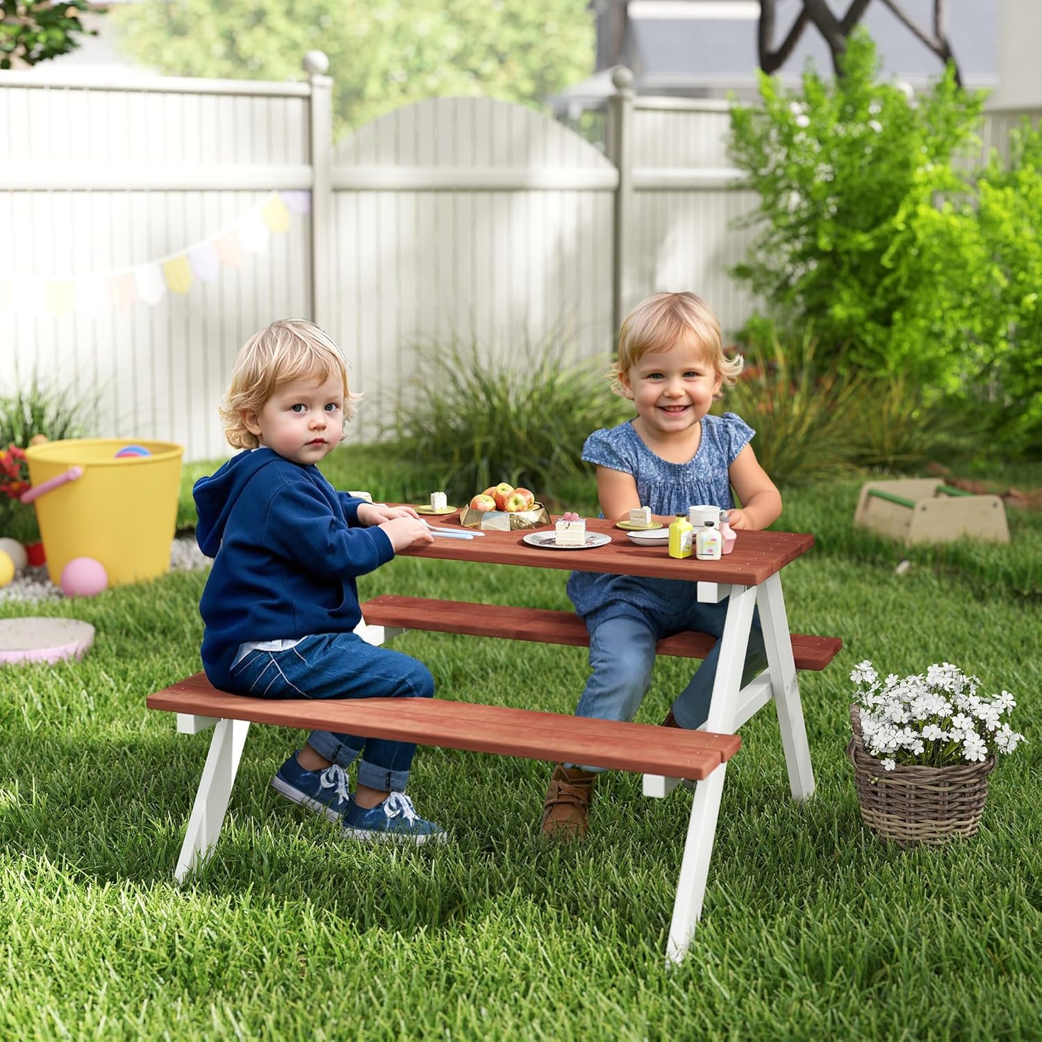 Kids Picnic Table Set, Wooden  - Kids Outdoor Wooden Table recension och pris
