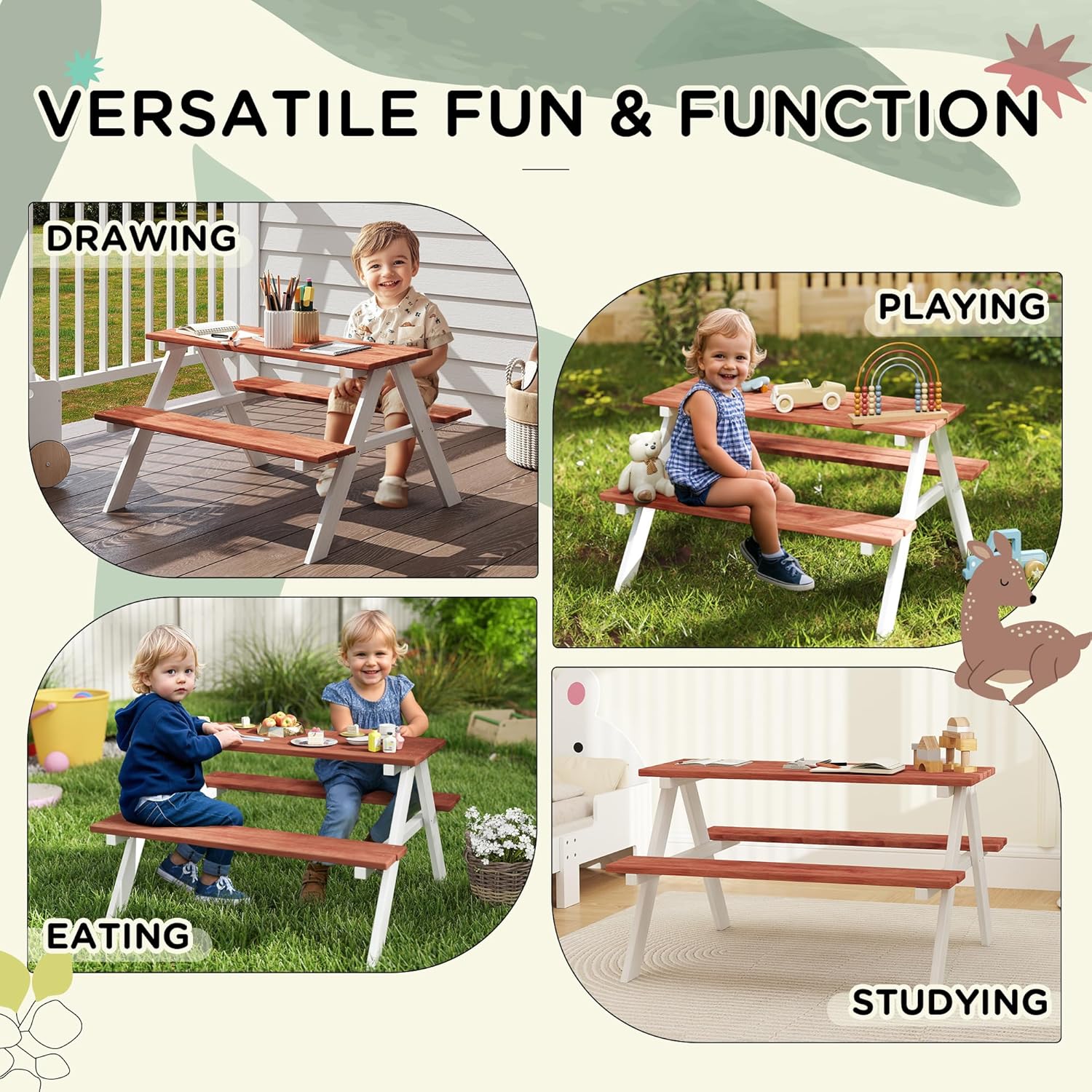 Kids Picnic Table Set, Wooden  - Kids Outdoor Wooden Table recension och pris