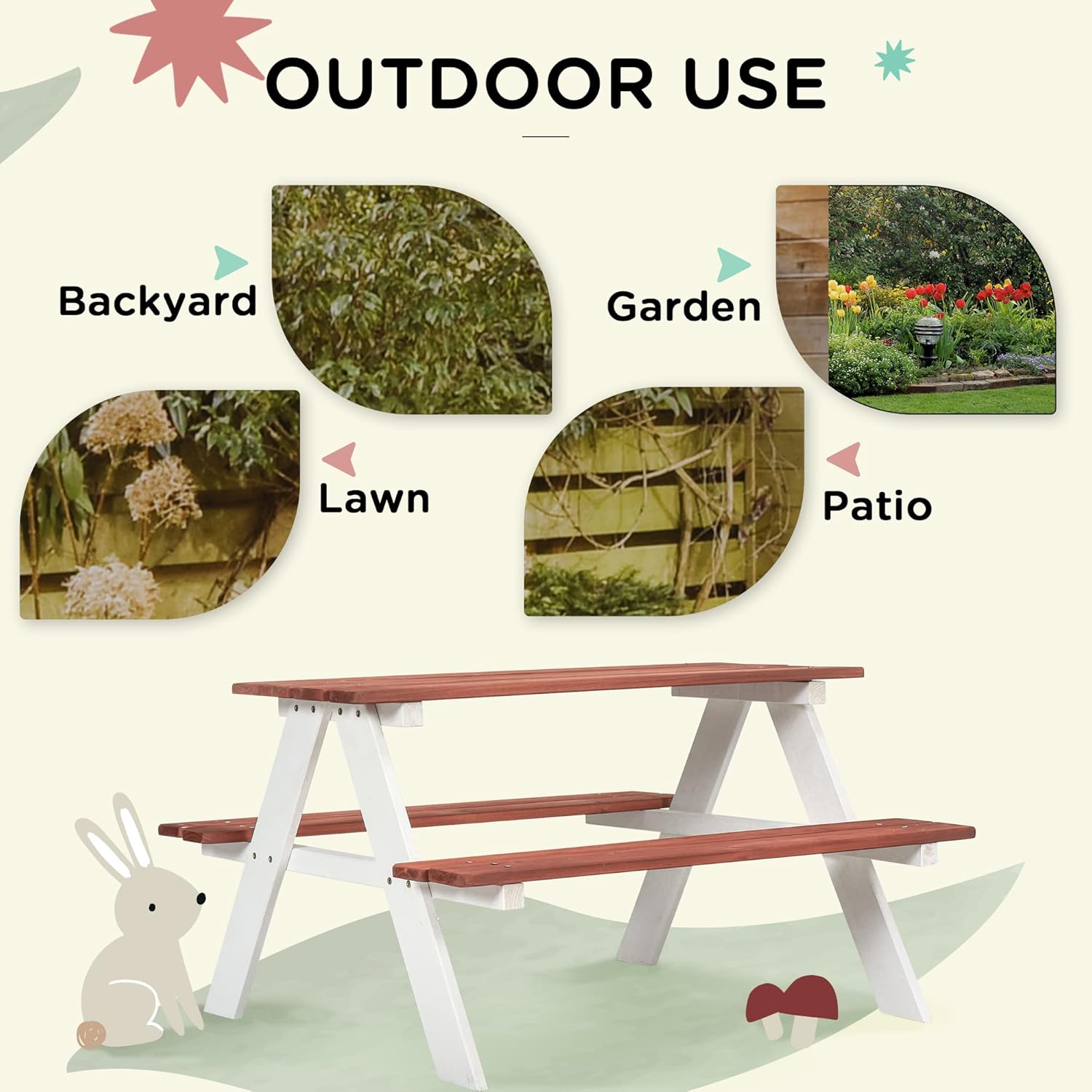 Kids Picnic Table Set, Wooden  - Kids Outdoor Wooden Table recension och pris