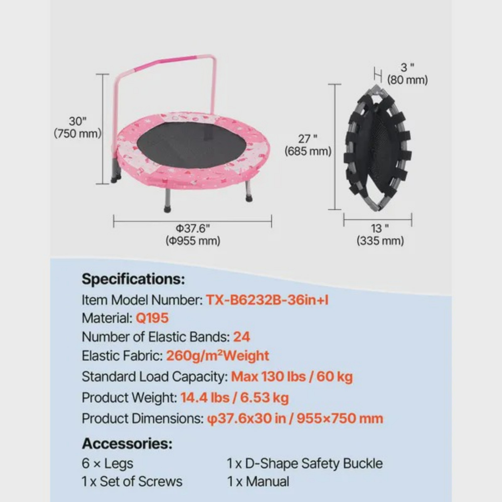36 Kids Trampoline 3FT Indoor  - Kids Indoor Outdoor Trampoline recension och pris