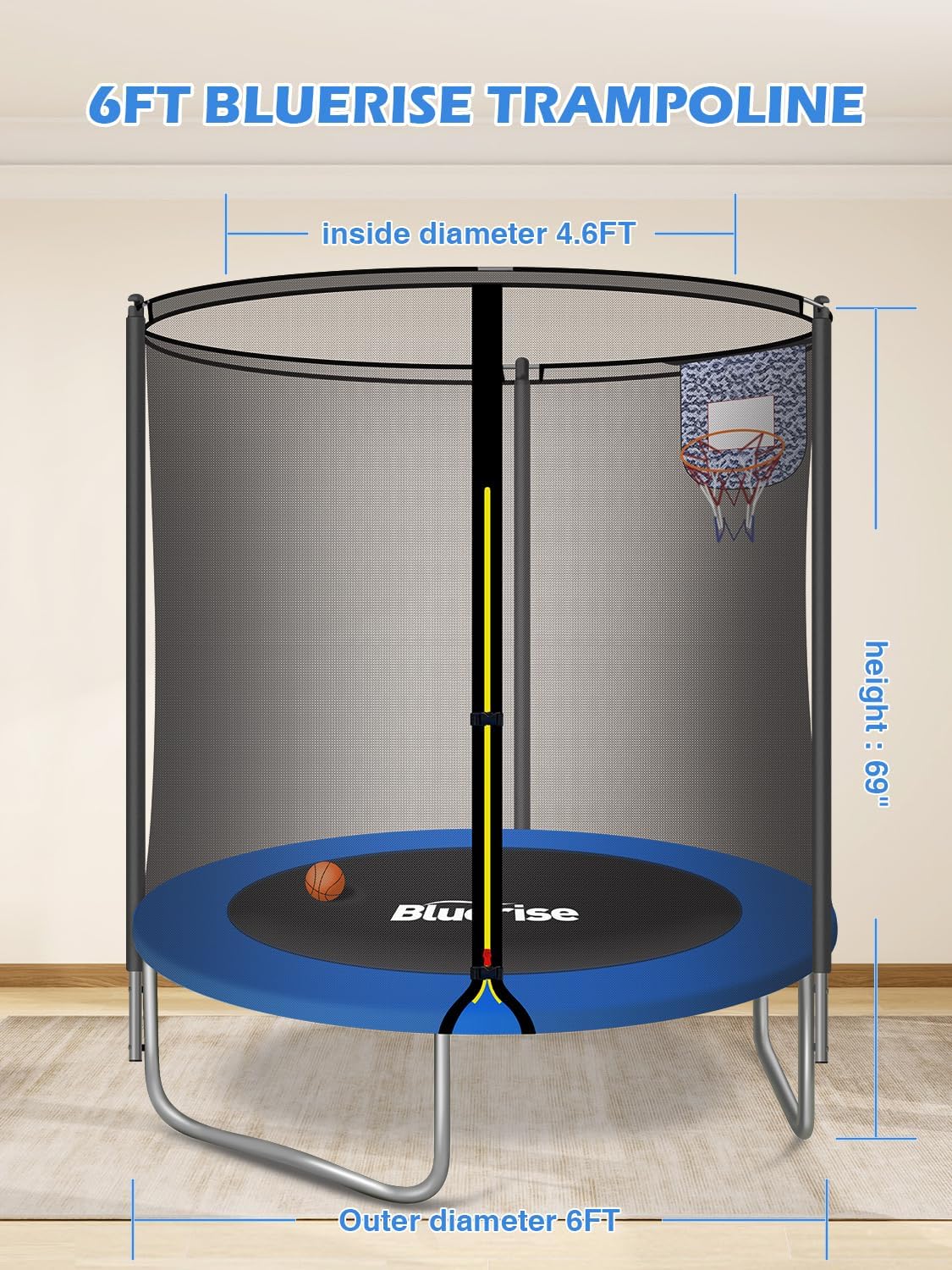 Dark Blue 55IN 6FT Toddler Tra - Kids Indoor Outdoor Trampoline recension och pris