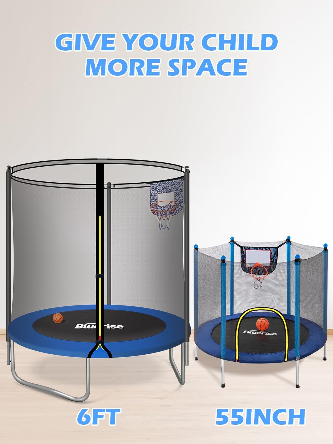 Dark Blue 55IN 6FT Toddler Tra - Kids Indoor Outdoor Trampoline recension och pris