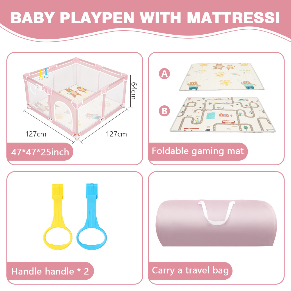 Baby Playpen with Mat Foldable - Kids Outdoor Yard recension och pris