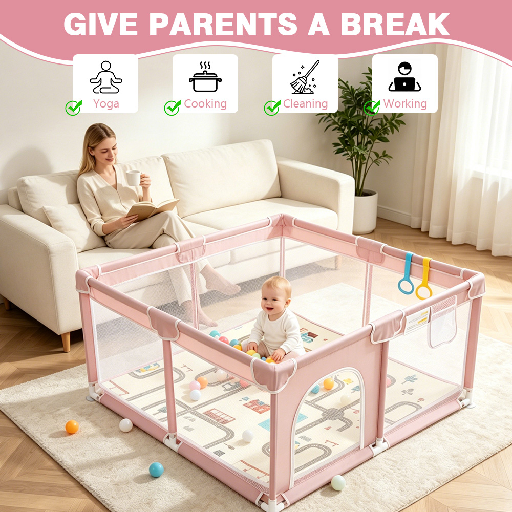 Baby Playpen with Mat Foldable - Kids Outdoor Yard recension och pris