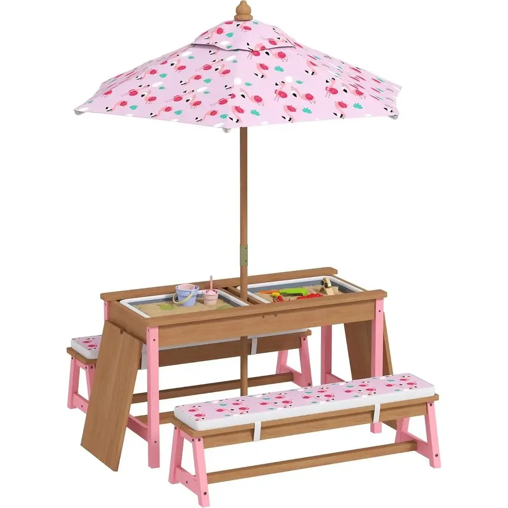 Wooden Picnic Table Set with U - Kids Outdoor Wooden Table recension och pris