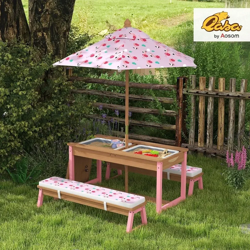 Wooden Picnic Table Set with U - Kids Outdoor Wooden Table recension och pris