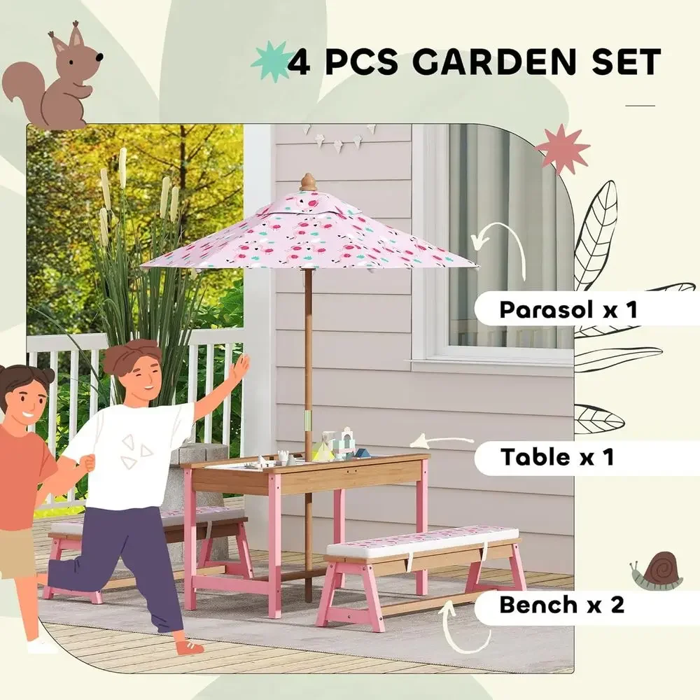 Wooden Picnic Table Set with U - Kids Outdoor Wooden Table recension och pris