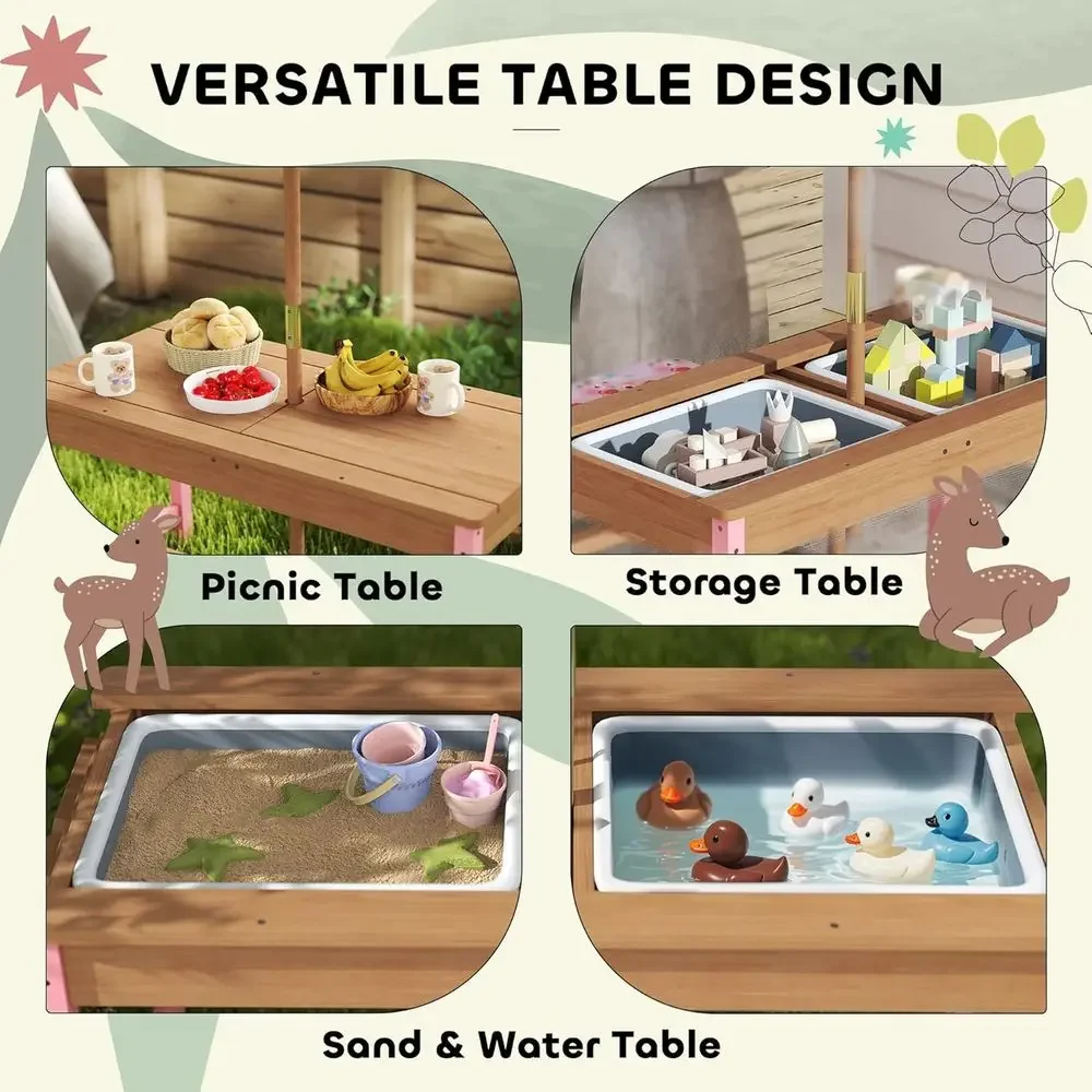Wooden Picnic Table Set with U - Kids Outdoor Wooden Table recension och pris