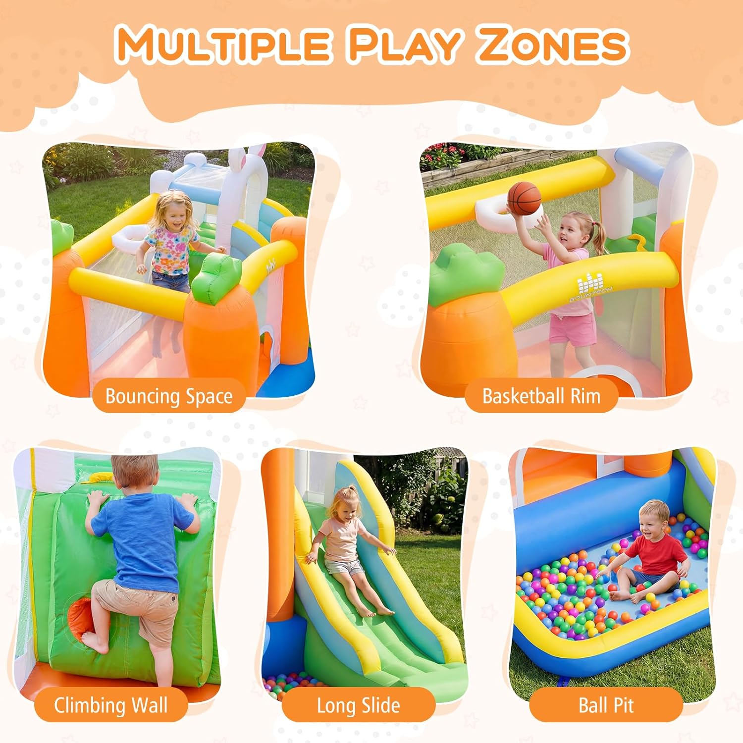 Inflatable Bounce House with B - Kids Outdoor Bounce House recension och pris