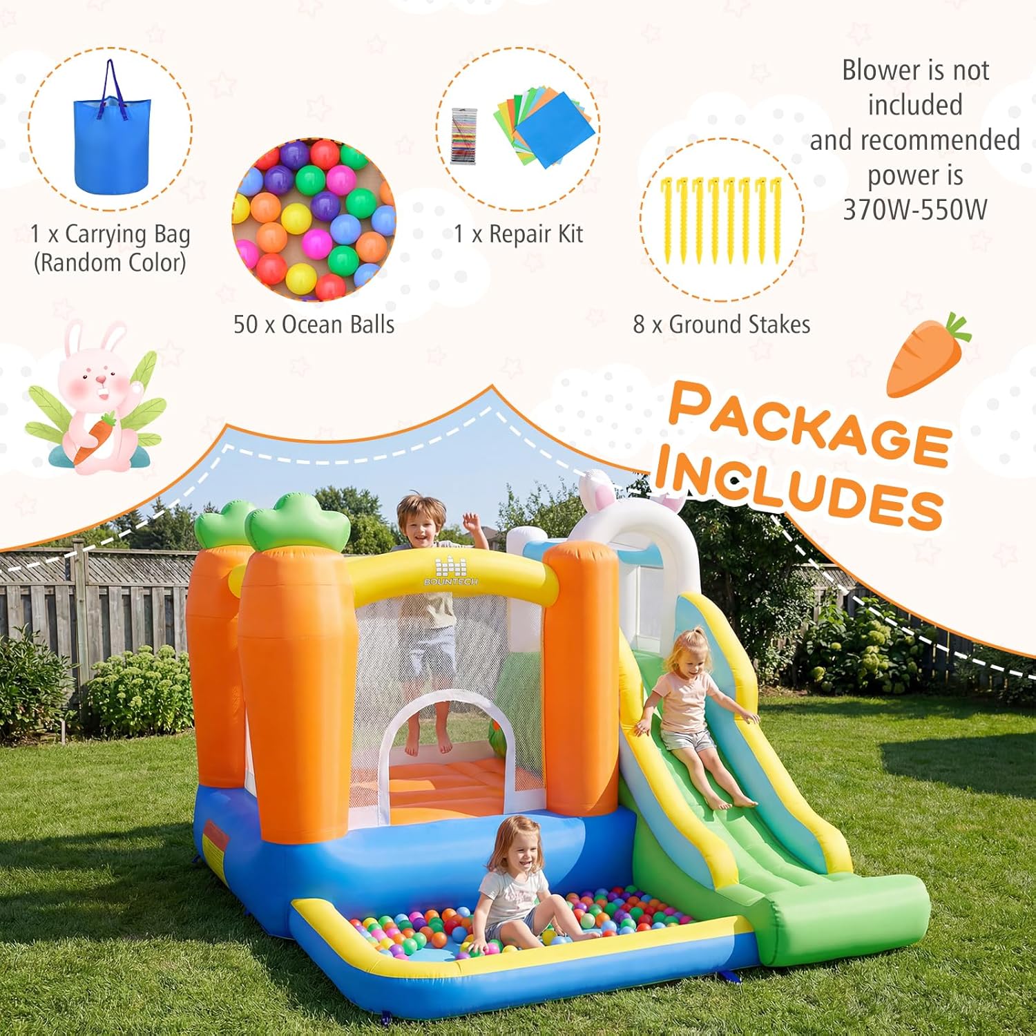 Inflatable Bounce House with B - Kids Outdoor Bounce House recension och pris