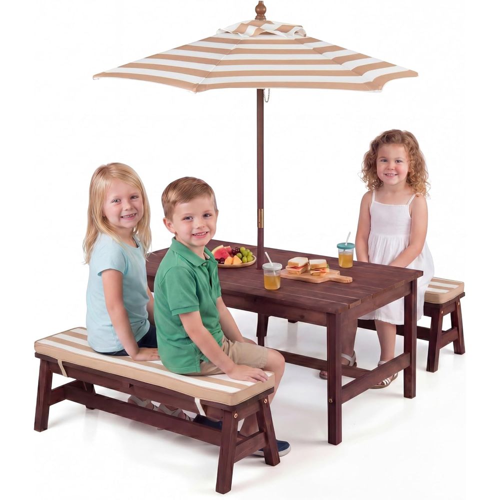 Kids Picnic Table, Large 42“x  - Kids Outdoor Bench With Umbrella recension och pris