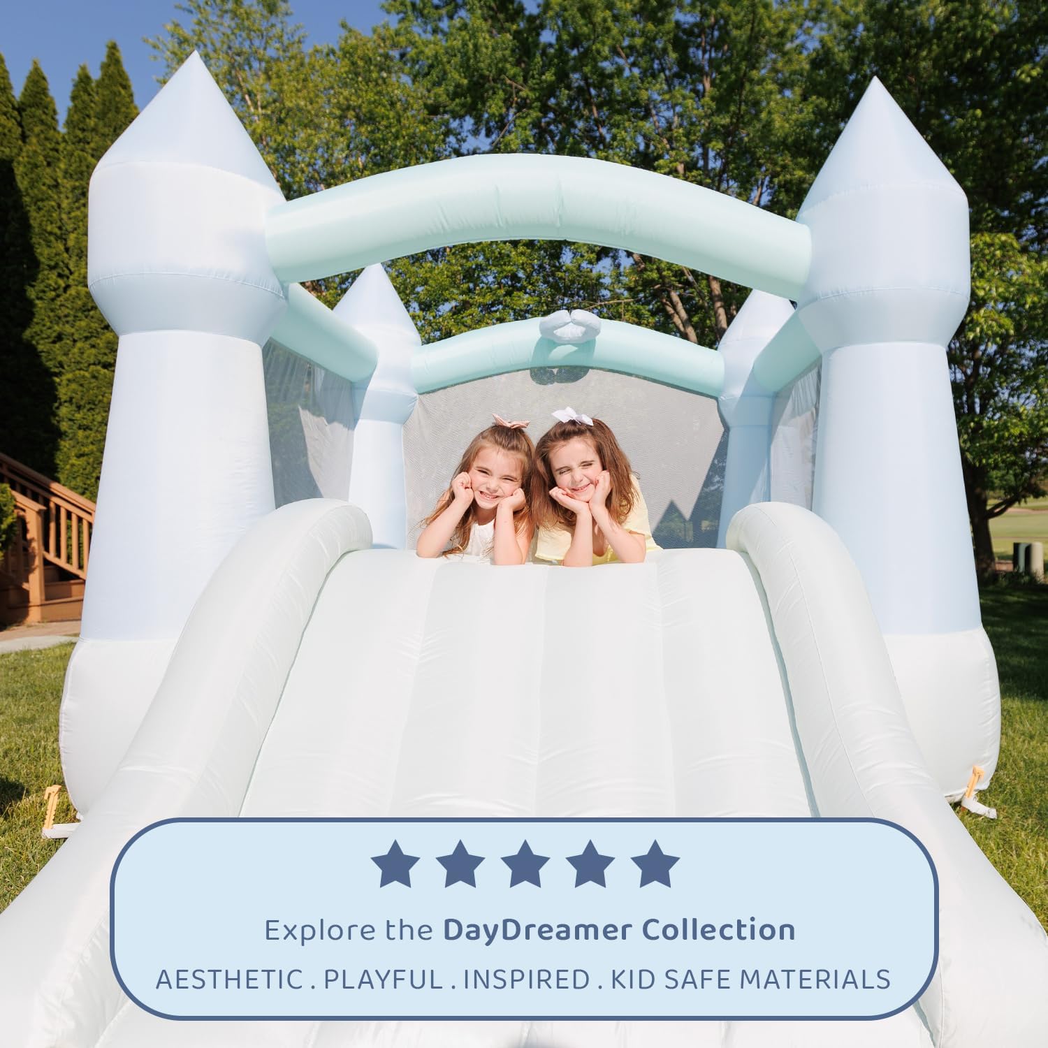 Pastel Bounce House with Slide - Kids Outdoor Bounce House recension och pris