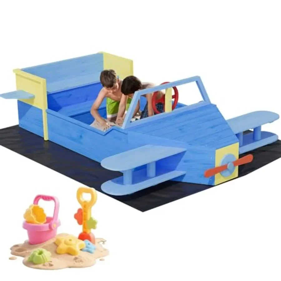 Outdoor wooden airplane sandbo - Kids Outdoor Sandbox recension och pris