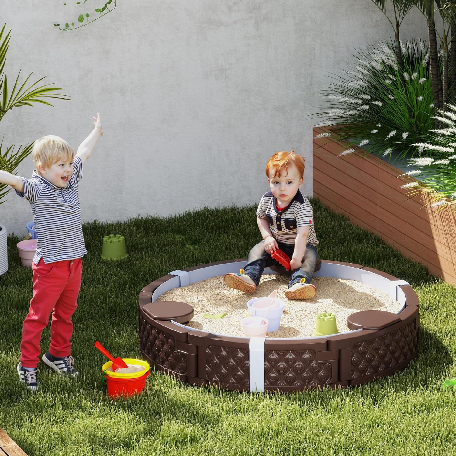 Kids Sandbox with Cover, Round - Kids Outdoor Sandbox recension och pris