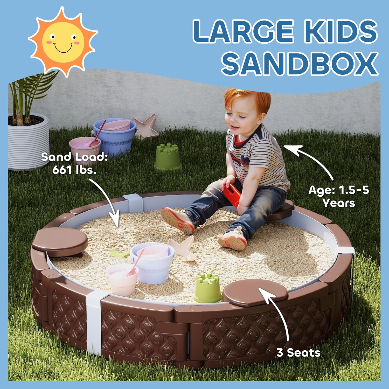Kids Sandbox with Cover, Round - Kids Outdoor Sandbox recension och pris