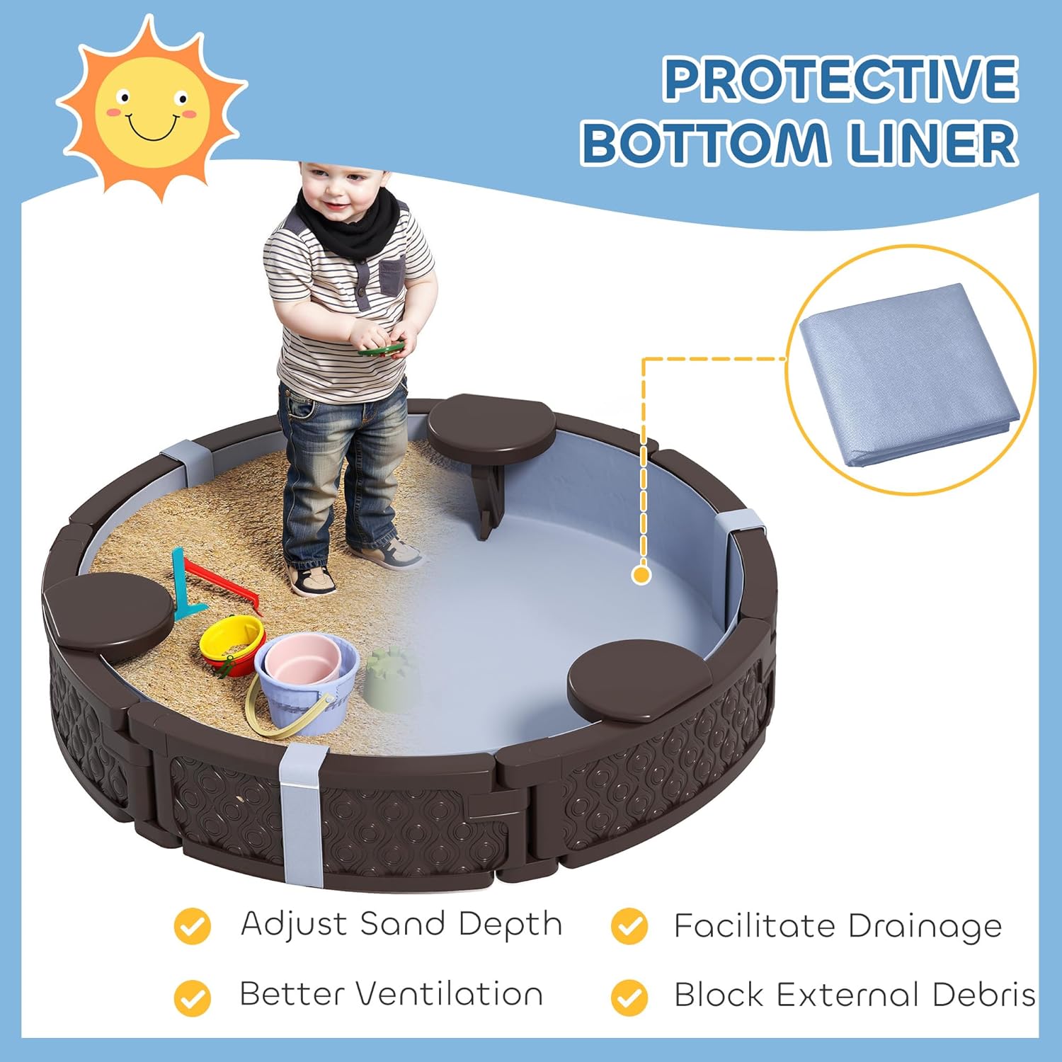 Kids Sandbox with Cover, Round - Kids Outdoor Sandbox recension och pris