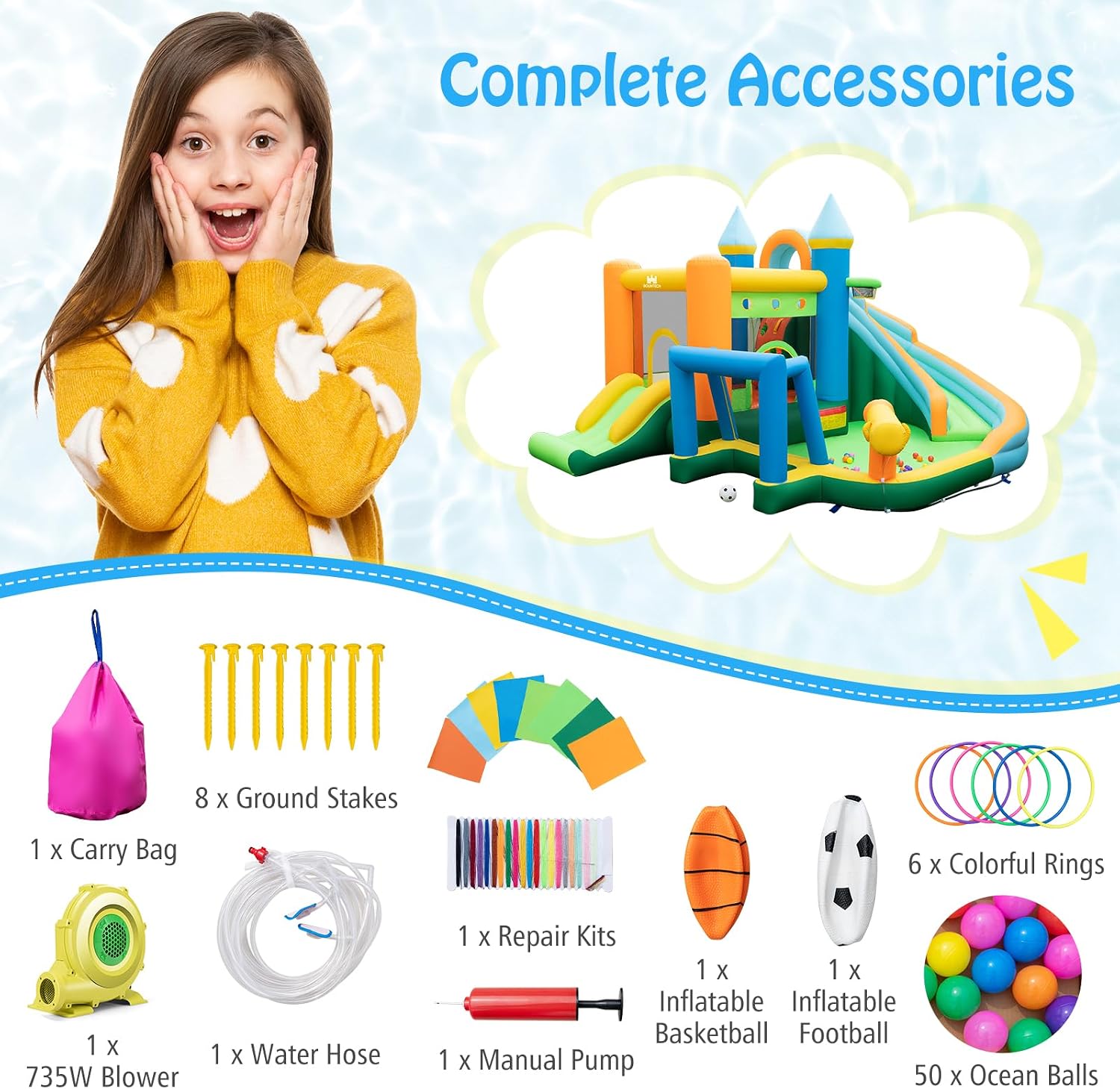 9-in-1 Inflatable Water Slide  - Kids Outdoor Bounce House recension och pris