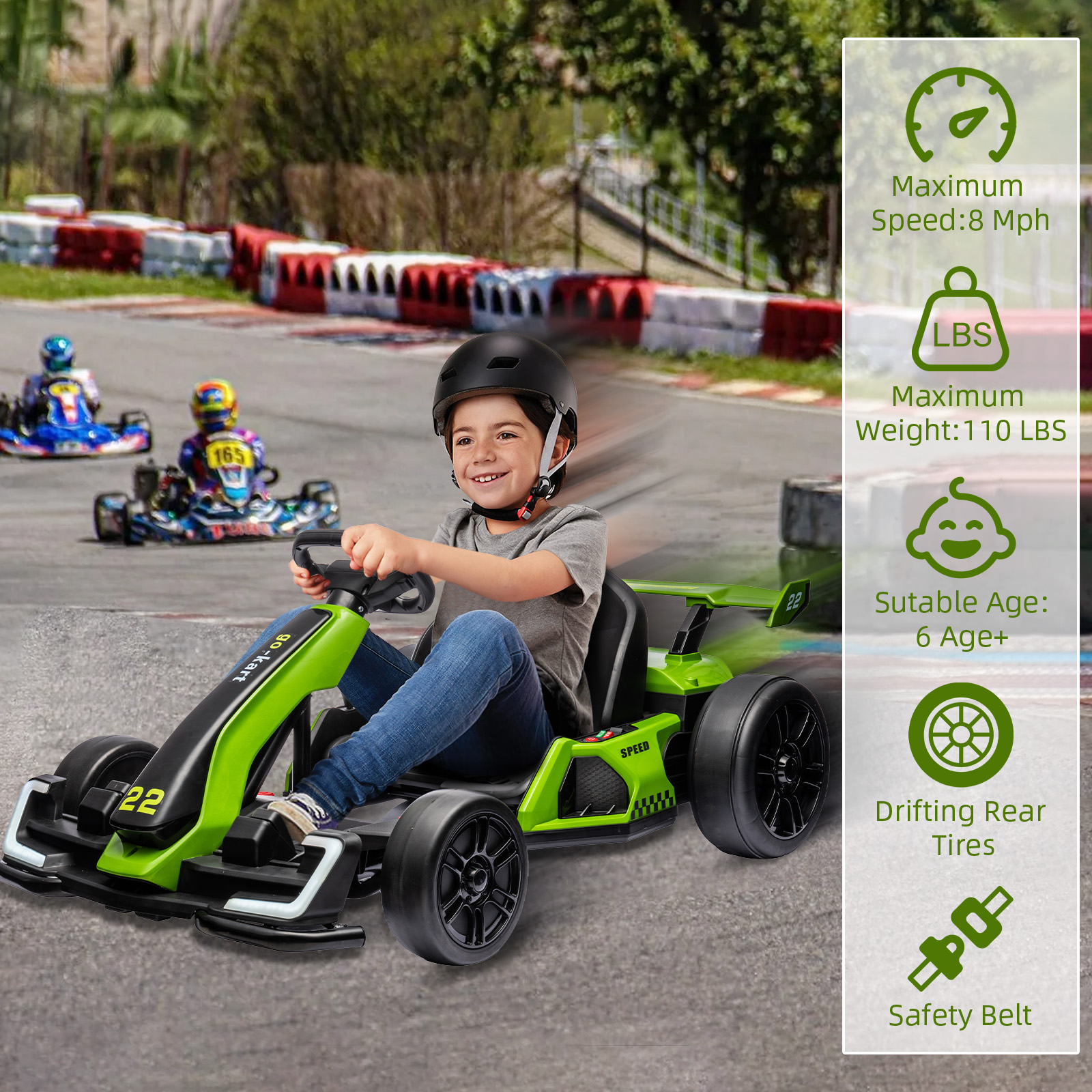 24V Kids Electric Go Kart with - Kids Outdoor Exercise Equipment recension och pris