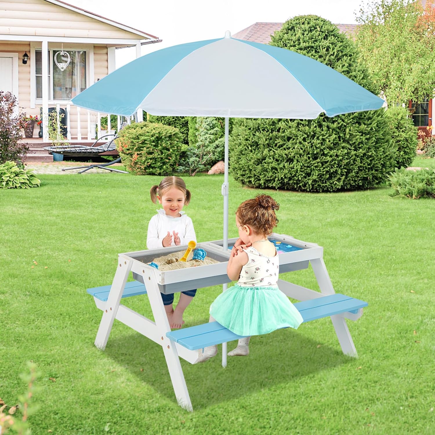 Kids Picnic Table, 4 in 1 Outd - Kids Outdoor Wooden Table recension och pris
