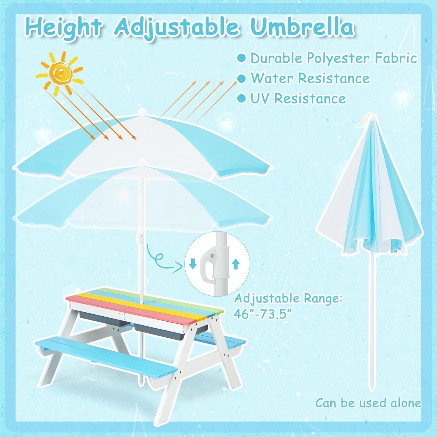 Kids Picnic Table, 4 in 1 Outd - Kids Outdoor Wooden Table recension och pris