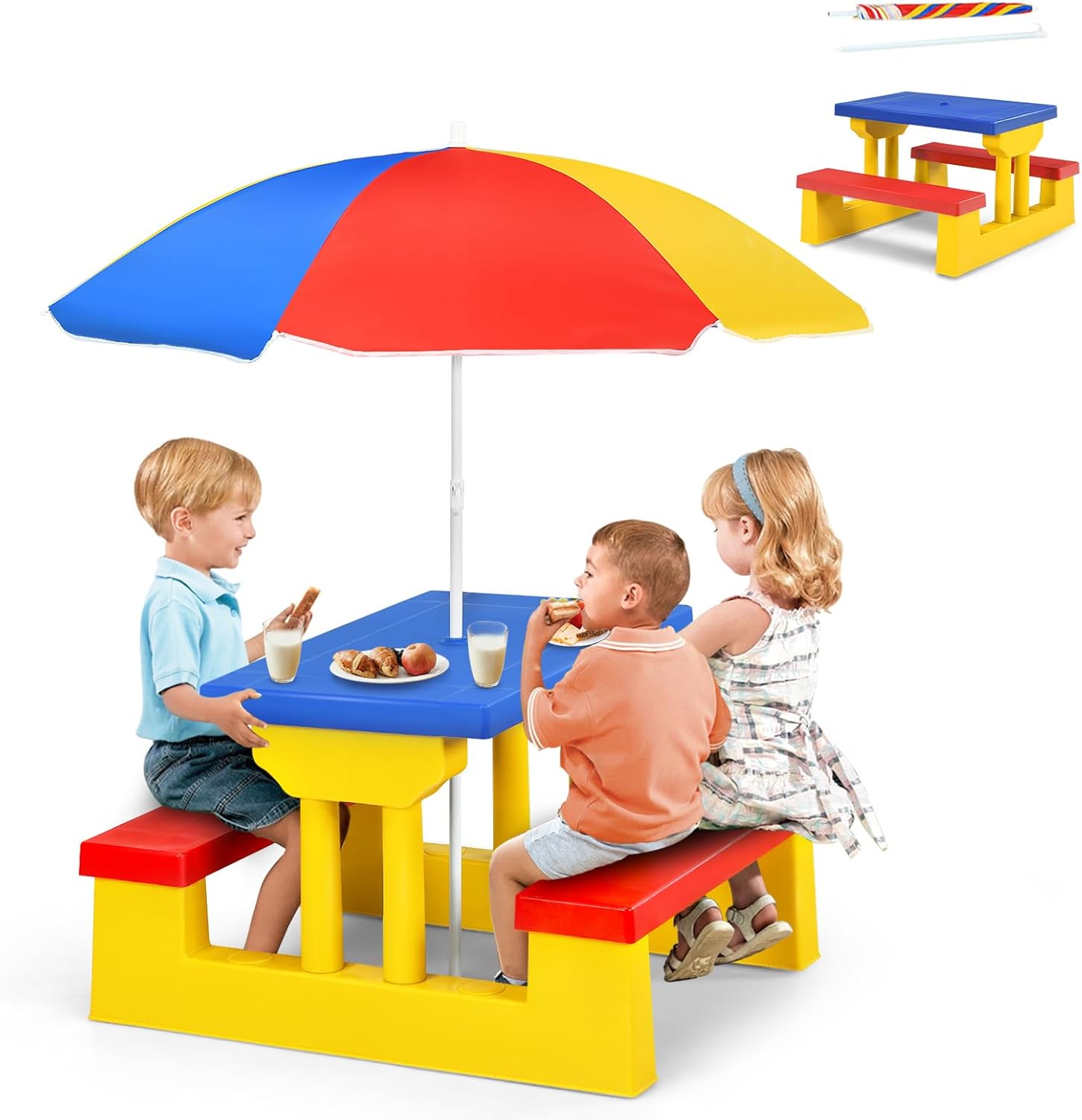 ARMILE Kids Picnic Table, Kids - Kids Outdoor Bench With Umbrella recension och pris