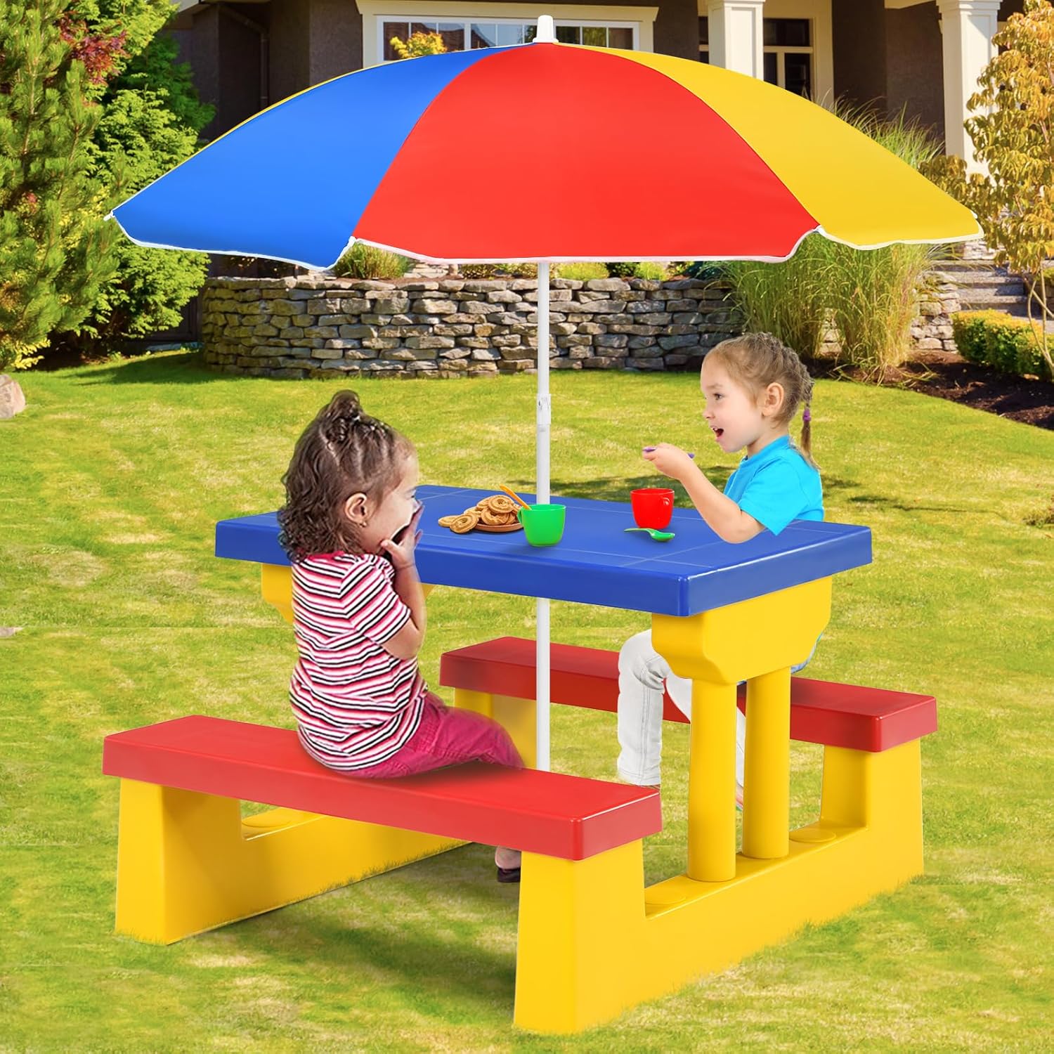ARMILE Kids Picnic Table, Kids - Kids Outdoor Bench With Umbrella recension och pris
