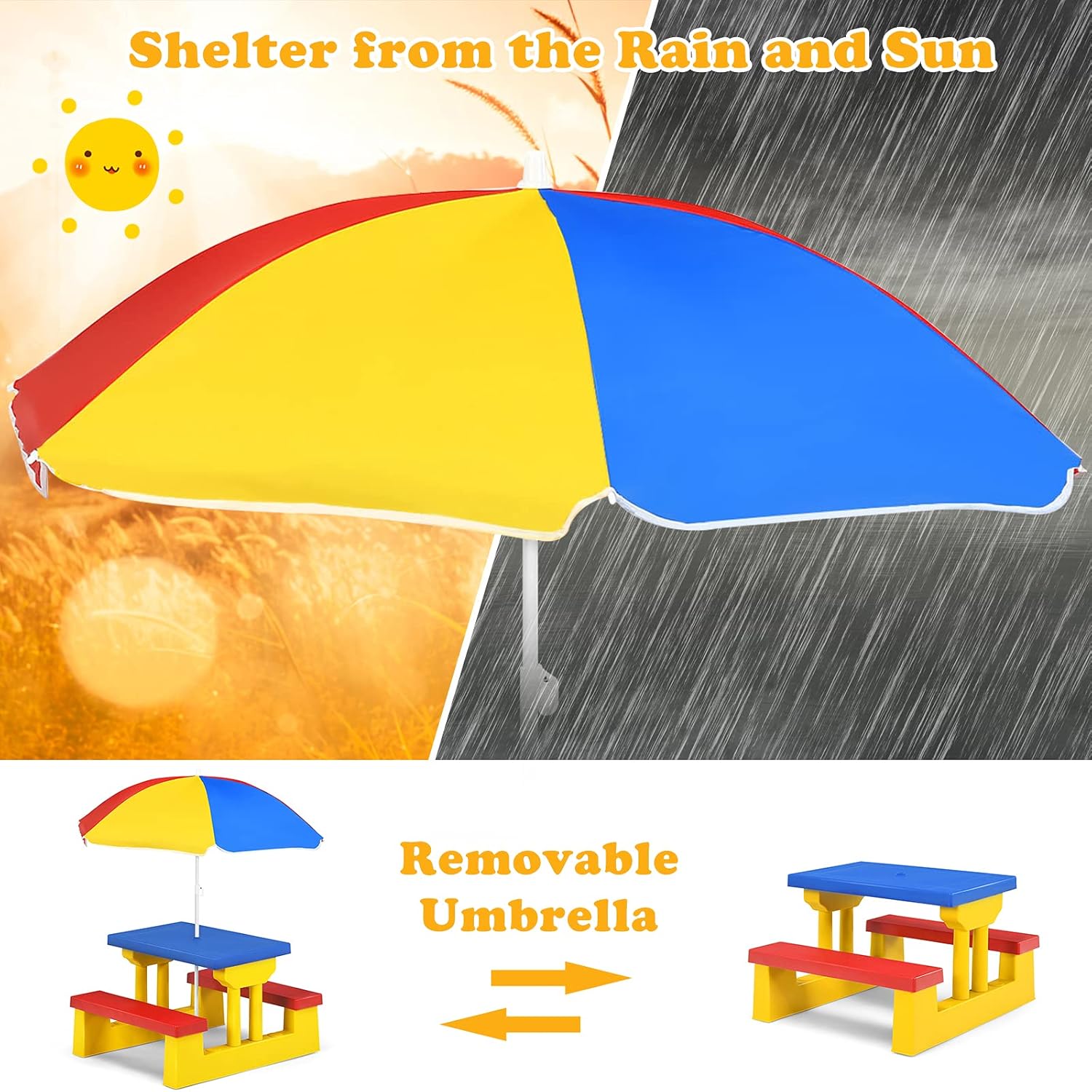 ARMILE Kids Picnic Table, Kids - Kids Outdoor Bench With Umbrella recension och pris