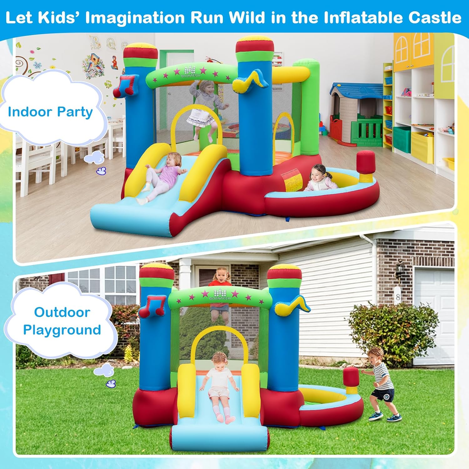 Inflatable Bounce House with B - Kids Outdoor Bounce House recension och pris