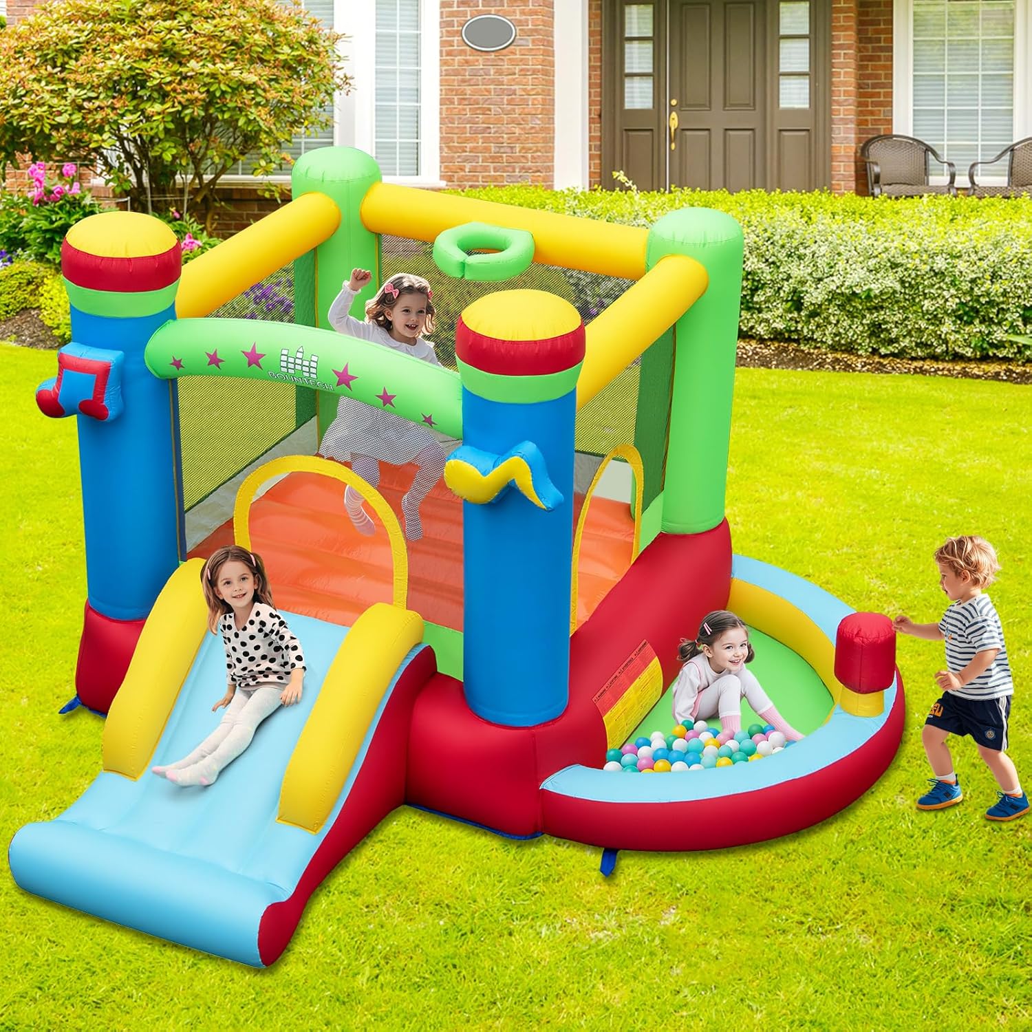 Inflatable Bounce House with B - Kids Outdoor Bounce House recension och pris