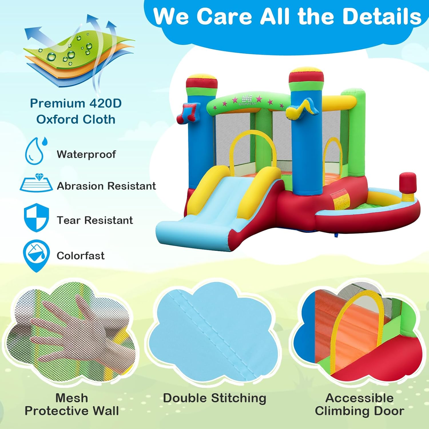 Inflatable Bounce House with B - Kids Outdoor Bounce House recension och pris