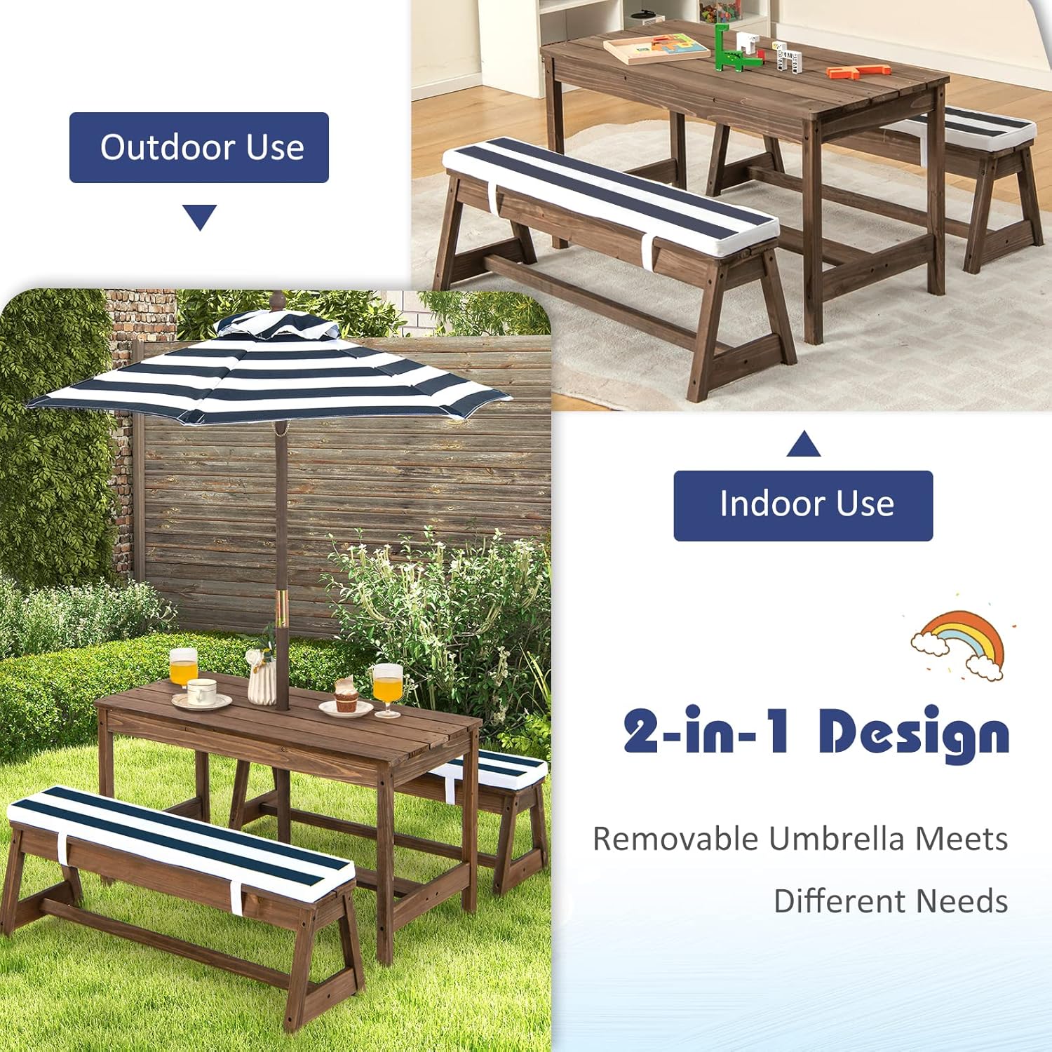 Height Adjustable Wooden Kids  - Kids Outdoor Wooden Table recension och pris